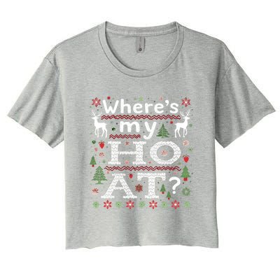 Where My HoS At Ho Matching Couple Christmas Ugly Gift Women's Crop Top Tee