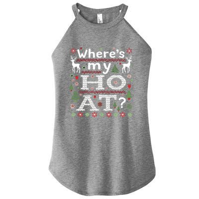 Where My HoS At Ho Matching Couple Christmas Ugly Gift Women's Perfect Tri Rocker Tank