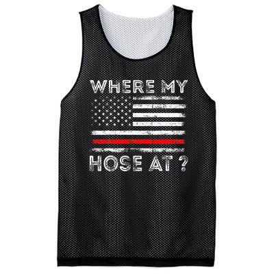 Where My Hose At Firefighter Mesh Reversible Basketball Jersey Tank