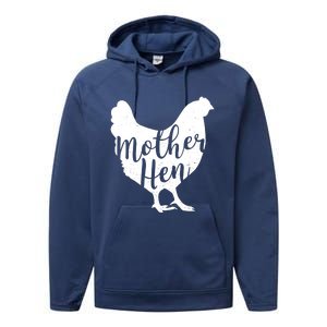 Wo Mother Hen Happy Mother's Day Cute Chicken Gift For Ladies VNeck Performance Fleece Hoodie