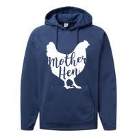 Wo Mother Hen Happy Mother's Day Cute Chicken Gift For Ladies VNeck Performance Fleece Hoodie