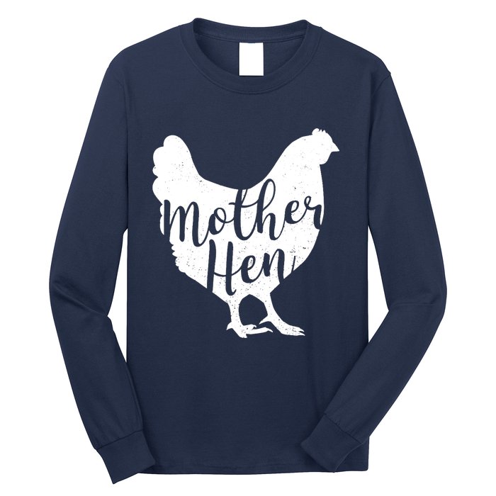 Wo Mother Hen Happy Mother's Day Cute Chicken Gift For Ladies VNeck Long Sleeve Shirt