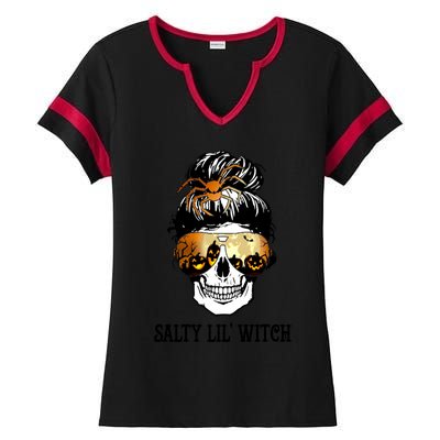 Witchy Mama Halloween Skull Witch Mom Spooky Gift Ladies Halftime Notch Neck Tee