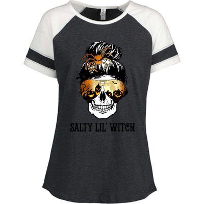 Witchy Mama Halloween Skull Witch Mom Spooky Gift Enza Ladies Jersey Colorblock Tee