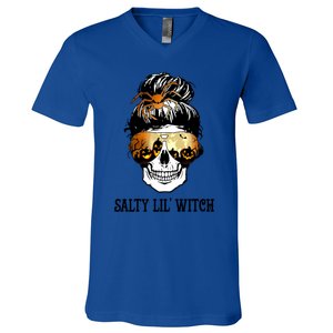 Witchy Mama Halloween Skull Witch Mom Spooky Gift V-Neck T-Shirt