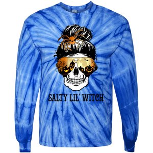 Witchy Mama Halloween Skull Witch Mom Spooky Gift Tie-Dye Long Sleeve Shirt