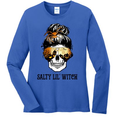 Witchy Mama Halloween Skull Witch Mom Spooky Gift Ladies Long Sleeve Shirt