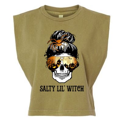 Witchy Mama Halloween Skull Witch Mom Spooky Gift Garment-Dyed Women's Muscle Tee