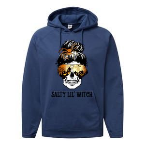 Witchy Mama Halloween Skull Witch Mom Spooky Gift Performance Fleece Hoodie