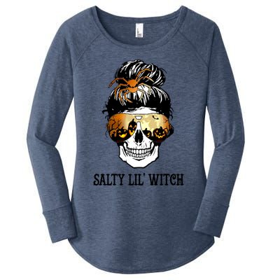 Witchy Mama Halloween Skull Witch Mom Spooky Gift Women's Perfect Tri Tunic Long Sleeve Shirt