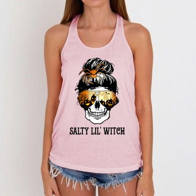 Witchy Mama Halloween Skull Witch Mom Spooky Gift Women's Knotted Racerback Tank