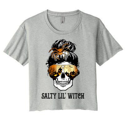 Witchy Mama Halloween Skull Witch Mom Spooky Gift Women's Crop Top Tee