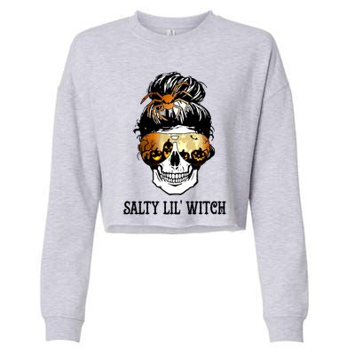 Witchy Mama Halloween Skull Witch Mom Spooky Gift Cropped Pullover Crew