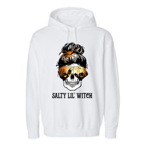 Witchy Mama Halloween Skull Witch Mom Spooky Gift Garment-Dyed Fleece Hoodie