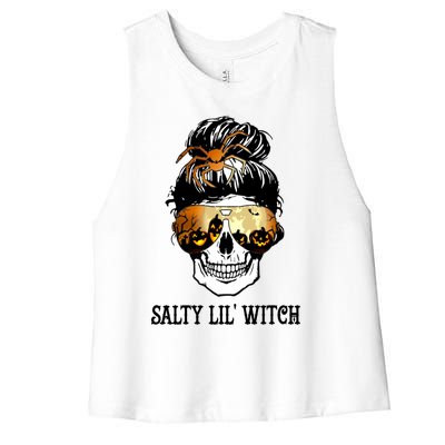 Witchy Mama Halloween Skull Witch Mom Spooky Gift Women's Racerback Cropped Tank