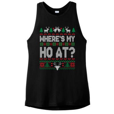 Where My HoS At Ho Matching Couple Christmas Ugly Cute Gift Ladies PosiCharge Tri-Blend Wicking Tank