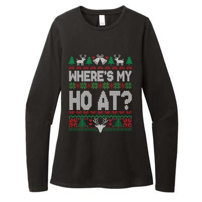 Where My HoS At Ho Matching Couple Christmas Ugly Cute Gift Womens CVC Long Sleeve Shirt