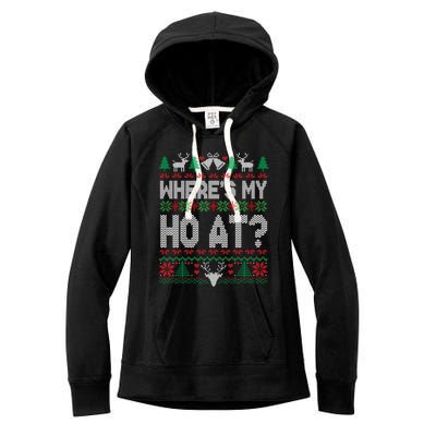 Where My HoS At Ho Matching Couple Christmas Ugly Cute Gift Women's Fleece Hoodie