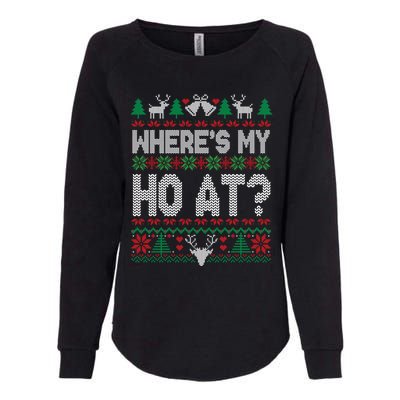 Where My HoS At Ho Matching Couple Christmas Ugly Cute Gift Womens California Wash Sweatshirt