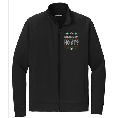 Where My HoS At Ho Matching Couple Christmas Ugly Cute Gift Stretch Full-Zip Cadet Jacket