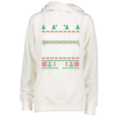 Where My HoS At Ho Matching Couple Christmas Ugly Cute Gift Womens Funnel Neck Pullover Hood