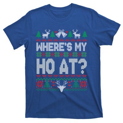 Where My HoS At Ho Matching Couple Christmas Ugly Cute Gift T-Shirt