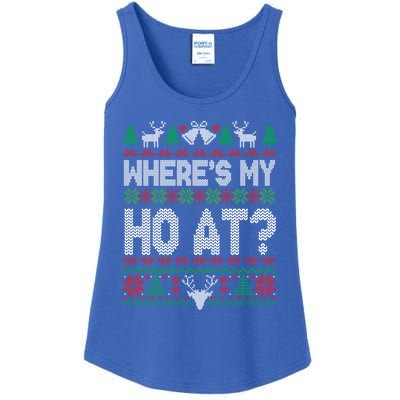 Where My HoS At Ho Matching Couple Christmas Ugly Cute Gift Ladies Essential Tank