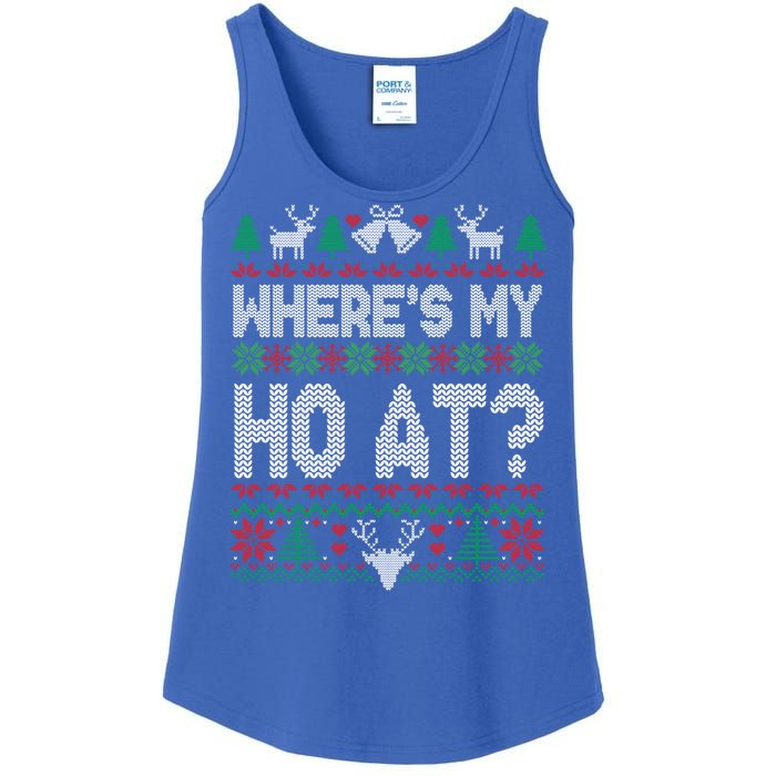 Where My HoS At Ho Matching Couple Christmas Ugly Cute Gift Ladies Essential Tank