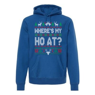 Where My HoS At Ho Matching Couple Christmas Ugly Cute Gift Premium Hoodie