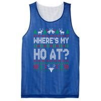 Where My HoS At Ho Matching Couple Christmas Ugly Cute Gift Mesh Reversible Basketball Jersey Tank