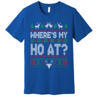 Where My HoS At Ho Matching Couple Christmas Ugly Cute Gift Premium T-Shirt