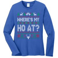 Where My HoS At Ho Matching Couple Christmas Ugly Cute Gift Ladies Long Sleeve Shirt