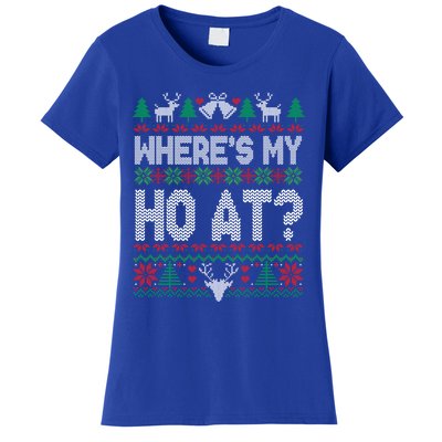 Where My HoS At Ho Matching Couple Christmas Ugly Cute Gift Women's T-Shirt