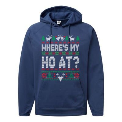 Where My HoS At Ho Matching Couple Christmas Ugly Cute Gift Performance Fleece Hoodie