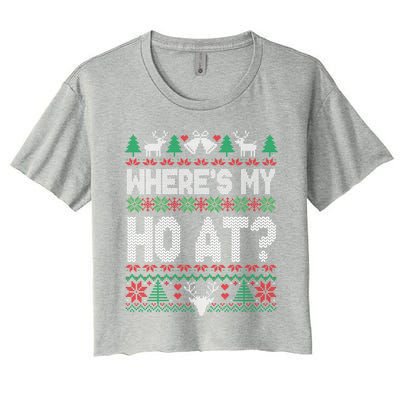 Where My HoS At Ho Matching Couple Christmas Ugly Cute Gift Women's Crop Top Tee