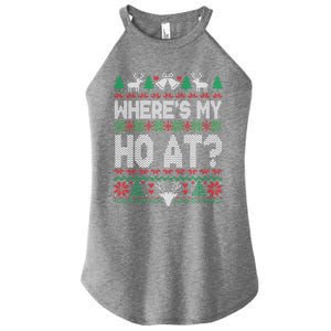 Where My HoS At Ho Matching Couple Christmas Ugly Cute Gift Women's Perfect Tri Rocker Tank