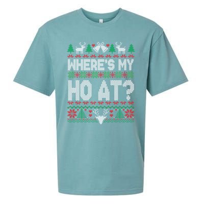 Where My HoS At Ho Matching Couple Christmas Ugly Cute Gift Sueded Cloud Jersey T-Shirt