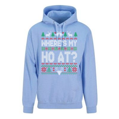 Where My HoS At Ho Matching Couple Christmas Ugly Cute Gift Unisex Surf Hoodie