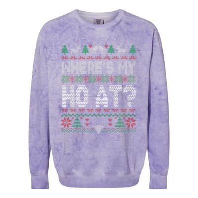 Where My Ho's At Ho Matching Couple Christmas Ugly Sweater  Colorblast Crewneck Sweatshirt