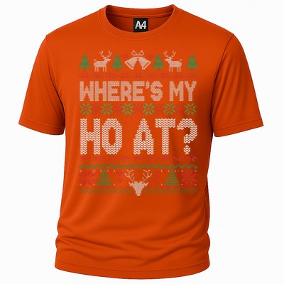 Where My Ho's At Ho Matching Couple Christmas Ugly Sweater  Cooling Performance Crew T-Shirt