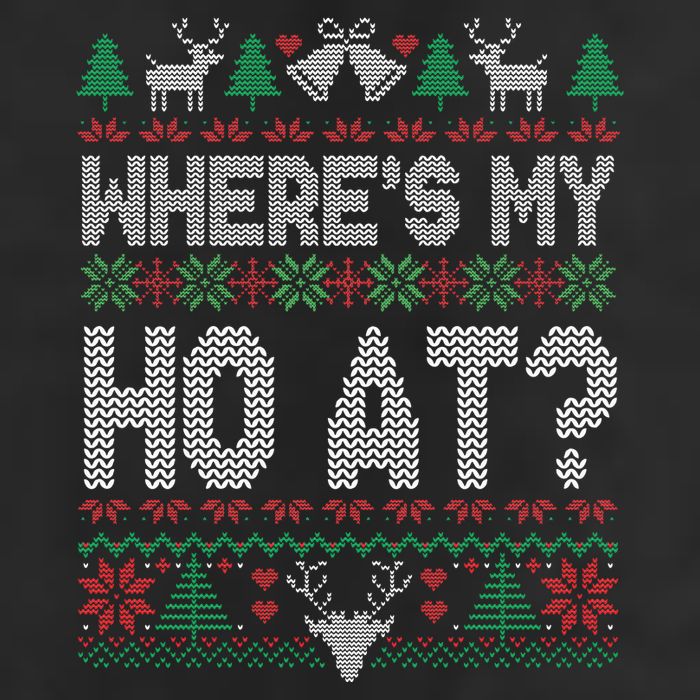Where My Ho's At Ho Matching Couple Christmas Ugly Sweater  Garment-Dyed Fleece Hoodie