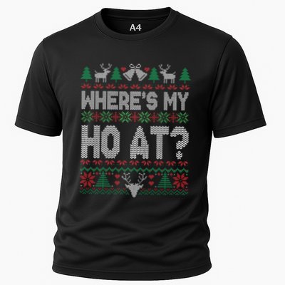 Where My Ho's At Ho Matching Couple Christmas Ugly Sweater  Performance Shirt