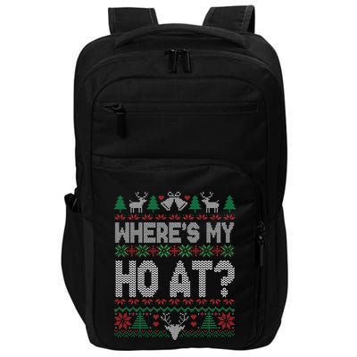 Where My Ho's At Ho Matching Couple Christmas Ugly Sweater  Impact Tech Backpack