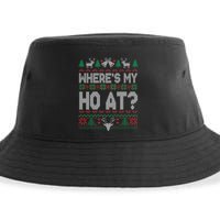 Where My Ho's At Ho Matching Couple Christmas Ugly Sweater  Sustainable Bucket Hat