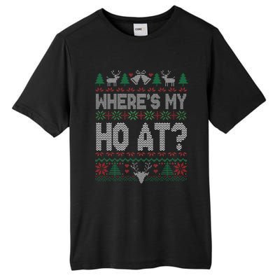 Where My Ho's At Ho Matching Couple Christmas Ugly Sweater  Tall Fusion ChromaSoft Performance T-Shirt