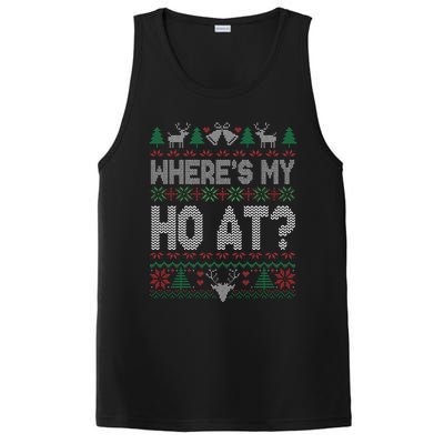 Where My Ho's At Ho Matching Couple Christmas Ugly Sweater  PosiCharge Competitor Tank