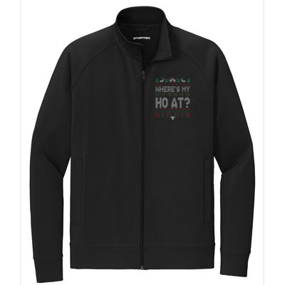 Where My Ho's At Ho Matching Couple Christmas Ugly Sweater  Stretch Full-Zip Cadet Jacket