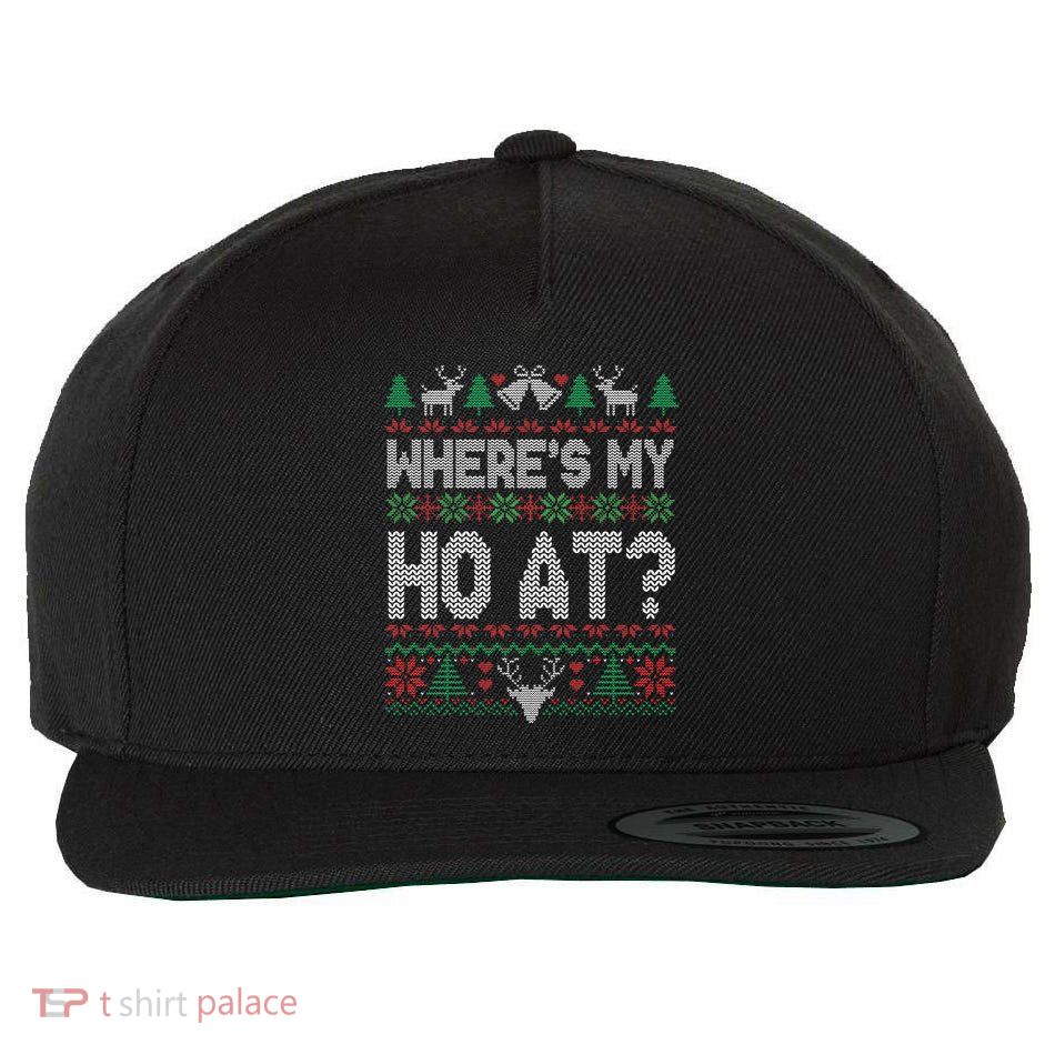 Where My Ho's At Ho Matching Couple Christmas Ugly Sweater  Wool Snapback Cap