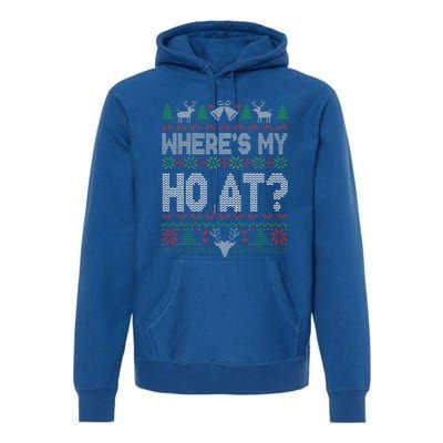 Where My Ho's At Ho Matching Couple Christmas Ugly Sweater  Premium Hoodie