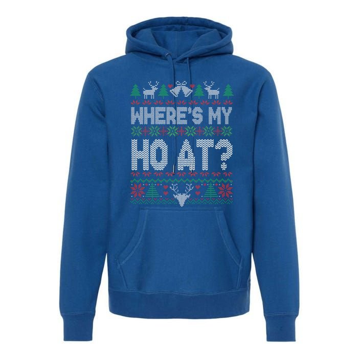 Where My Ho's At Ho Matching Couple Christmas Ugly Sweater  Premium Hoodie